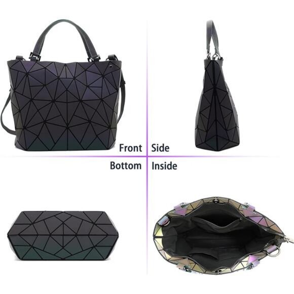 Geometric Purse, Geometric Luminous Crossbody Bags and Holographic wallet - Picture 3 of 7